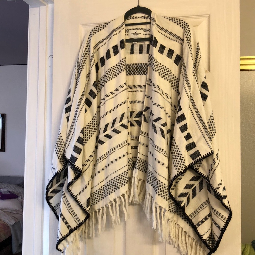 American Eagle Outfitters Open Fringe Hem Poncho